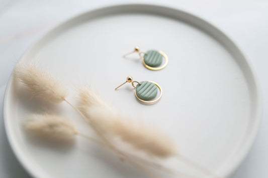 Clay earring | sage green dainty dangles | spring collection