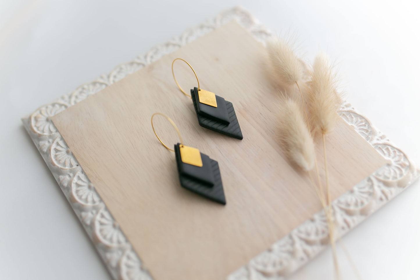 Clay earring | black sw diamonds | Southwest Collection