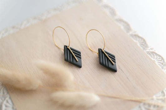 Clay earring | black small diamond | Southwest Collection