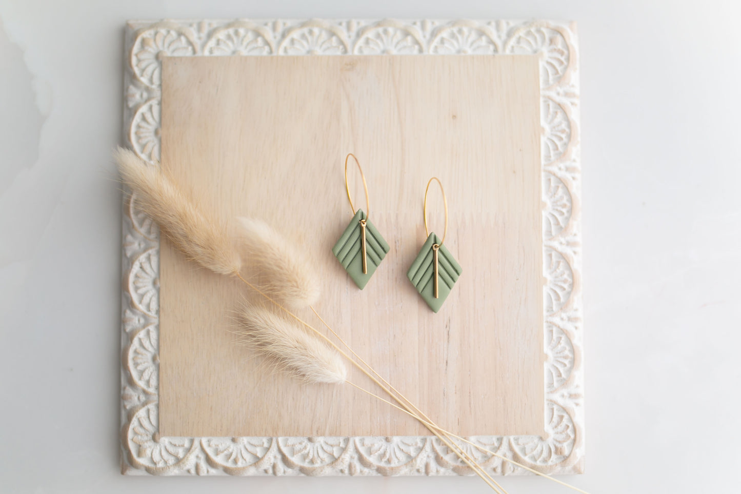 Clay earring | sage small diamond | Southwest Collection
