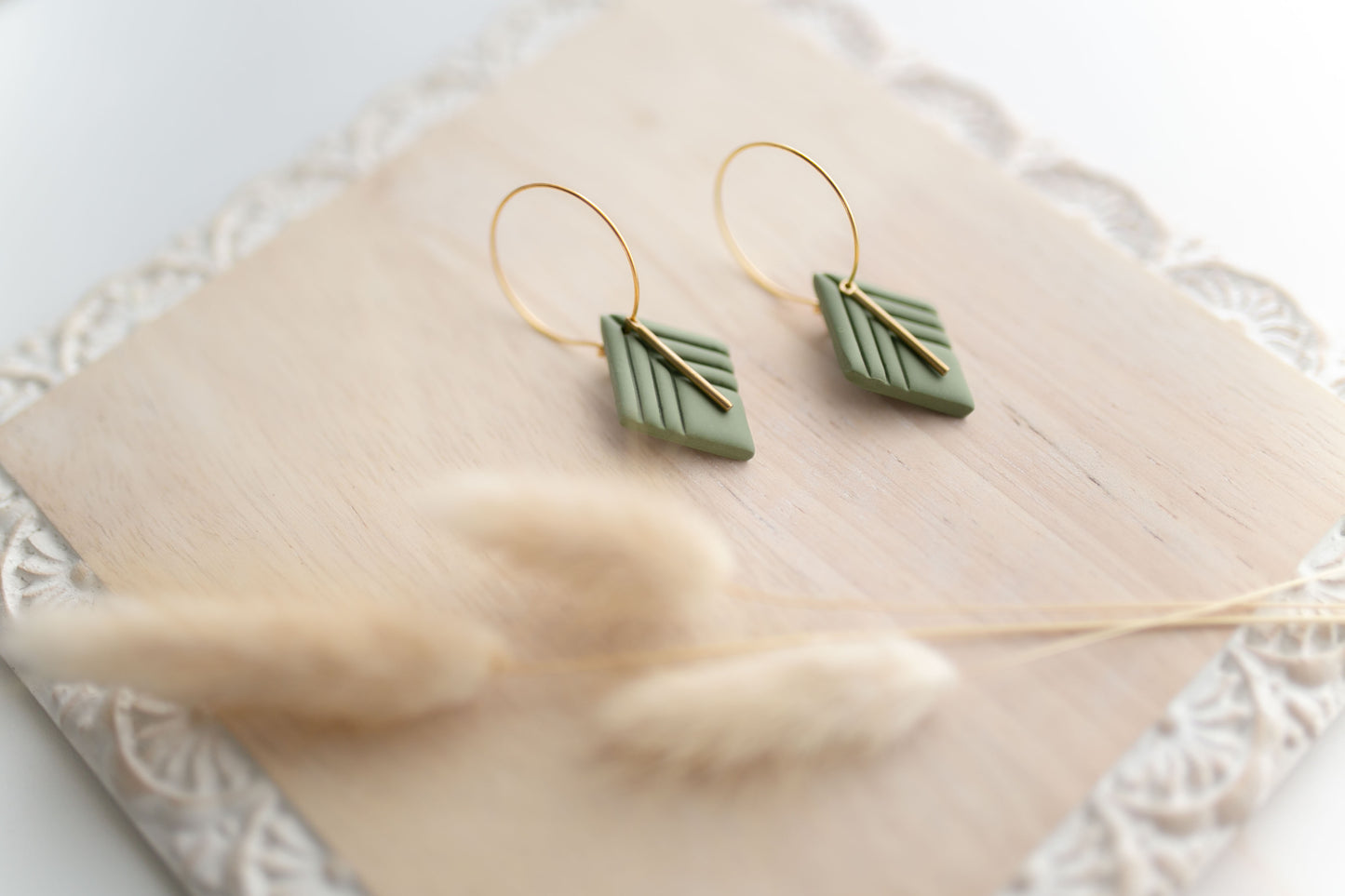 Clay earring | sage small diamond | Southwest Collection