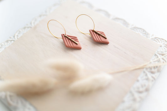 Clay earring | tera-cotta small diamond | Southwest Collection