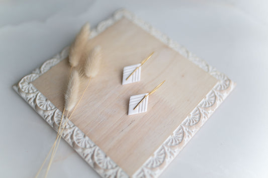 Clay earring | white small diamond | Southwest Collection