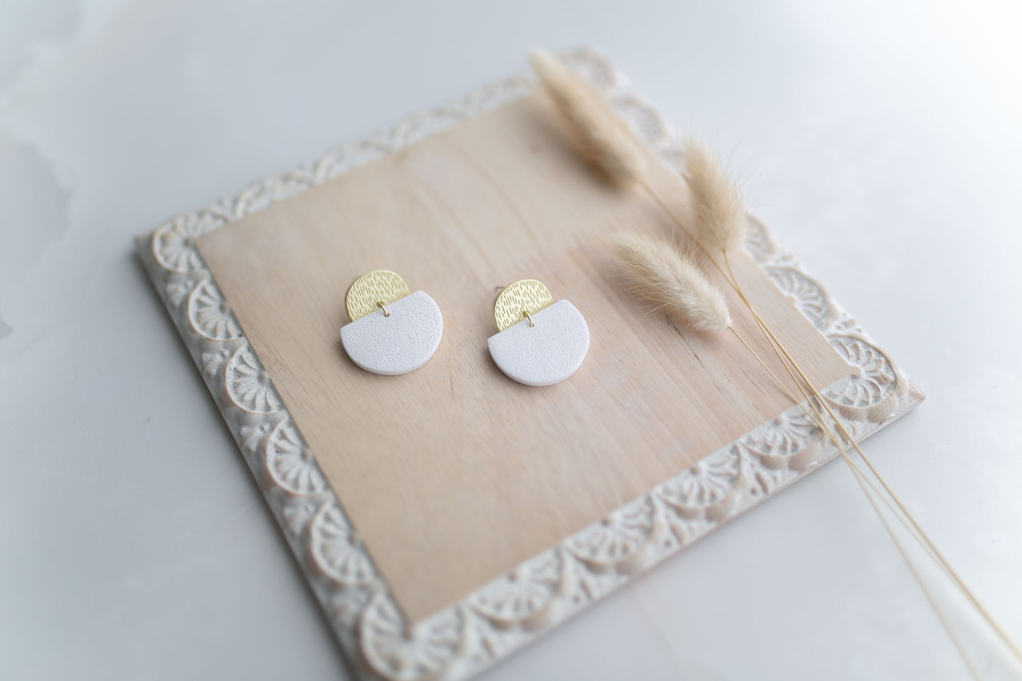 Clay earring | white + simple | Southwest Collection