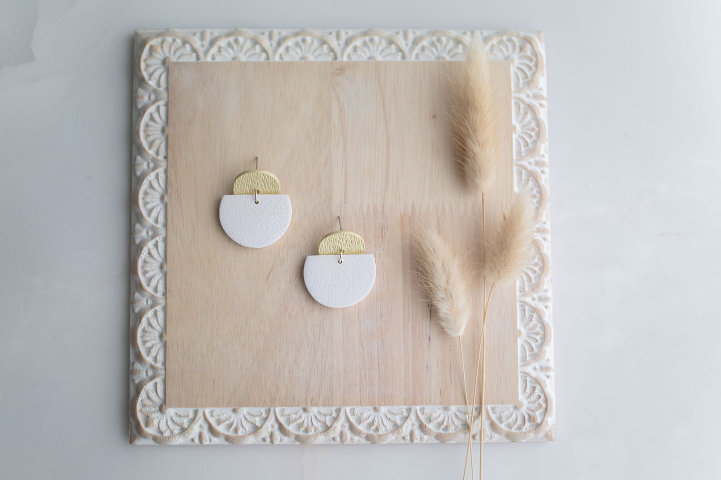 Clay earring | white + simple | Southwest Collection
