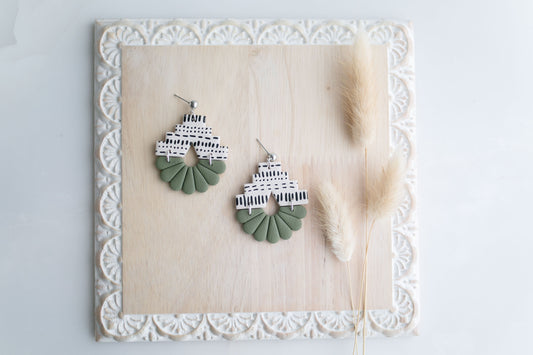 Clay earring | sage aztec | Southwest Collection