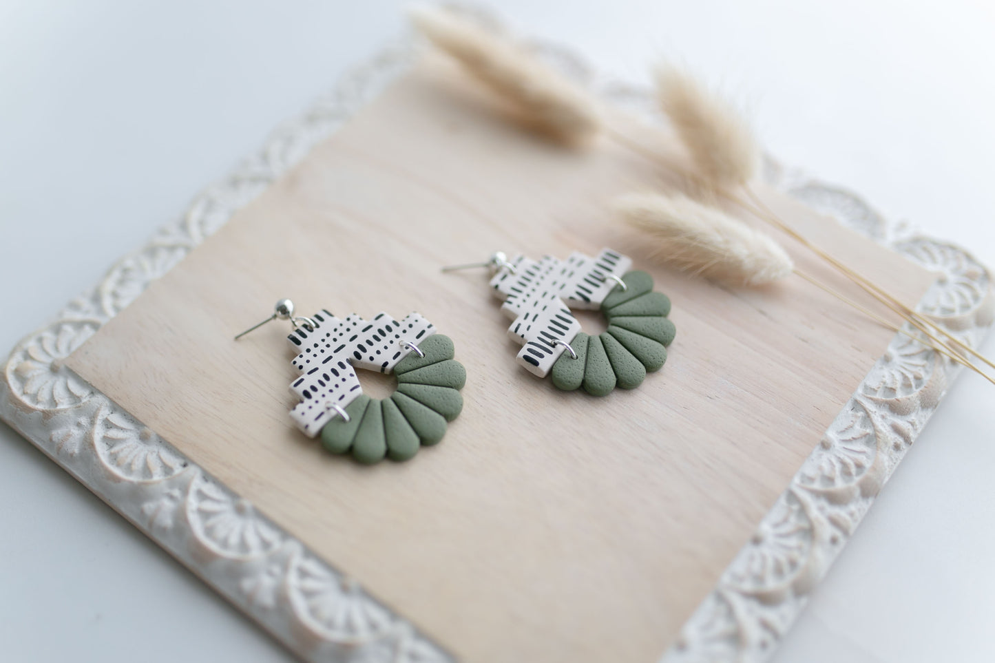 Clay earring | sage aztec  | Southwest Collection