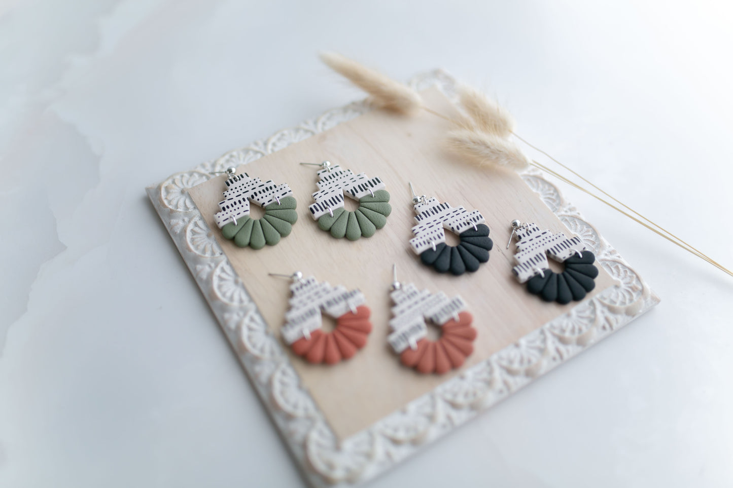Clay earring | black aztec  | Southwest Collection