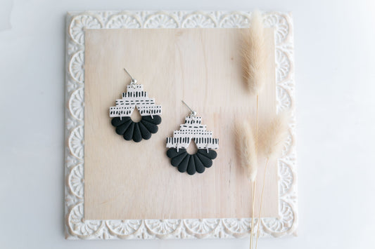 Clay earring | black aztec  | Southwest Collection