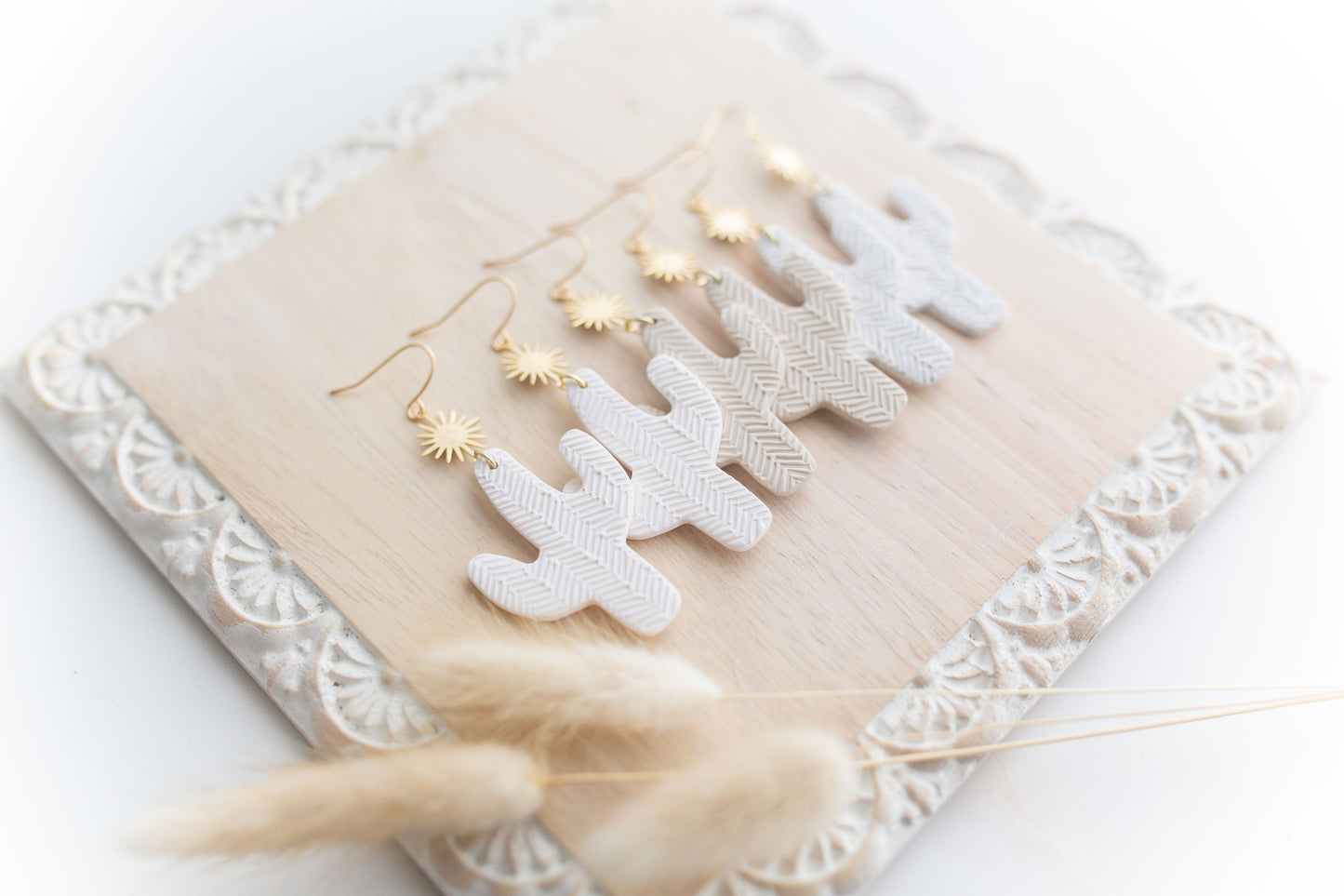 Clay earring | white cactus | Southwest Collection