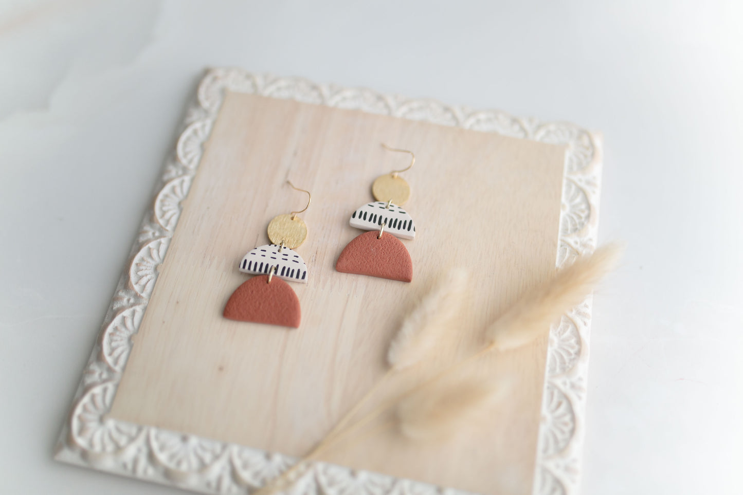 Clay earring | tera-cotta aztec dangle | Southwest Collection
