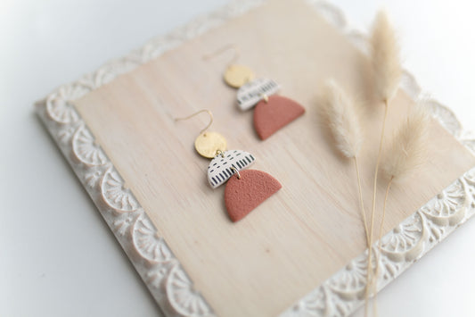 Clay earring | tera-cotta aztec dangle | Southwest Collection