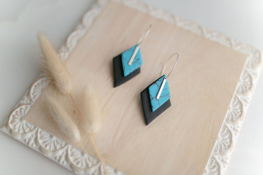 Clay earring | turquoise diamonds | Southwest Collection