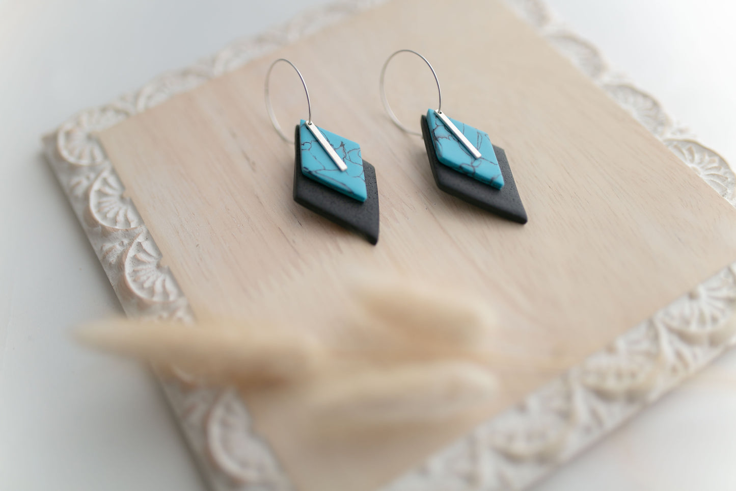 Clay earring | turquoise diamonds | Southwest Collection