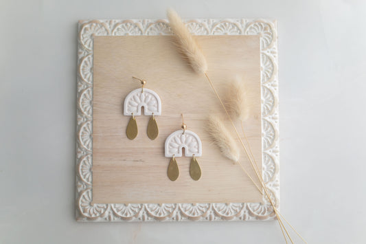 Clay earring | white cowgirl dangles | Southwest Collection