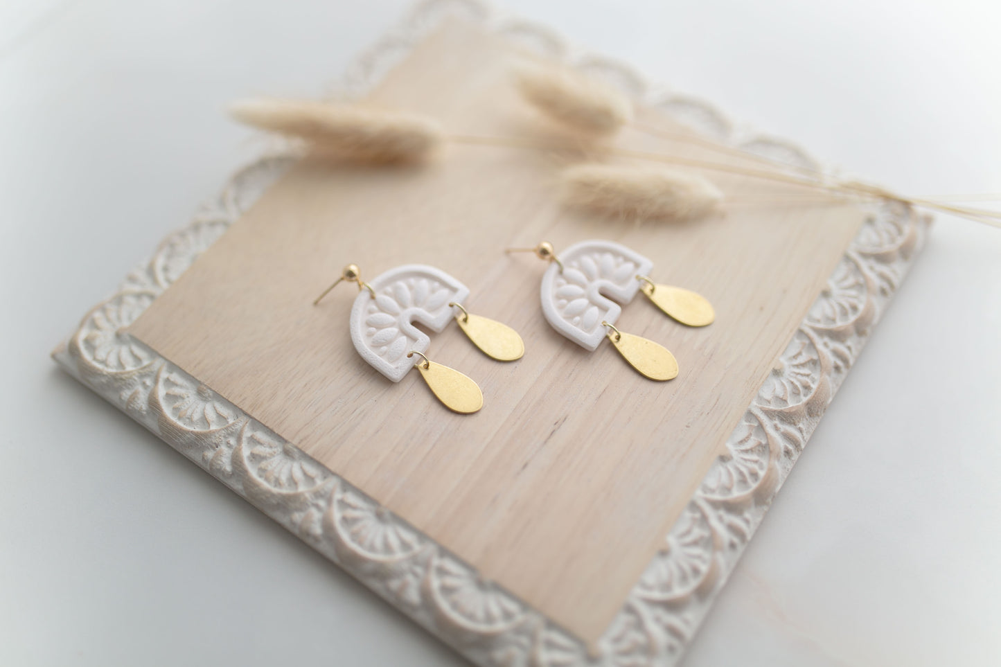 Clay earring | white cowgirl dangles | Southwest Collection