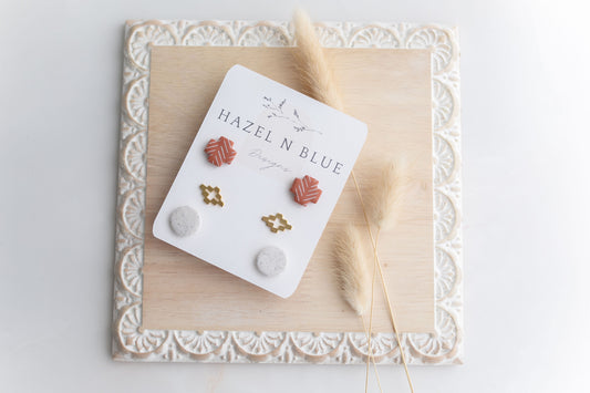 Clay earring | SW stud 3 pack | Southwest Collection