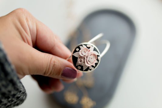 Clay bracelet | cream & blush floral