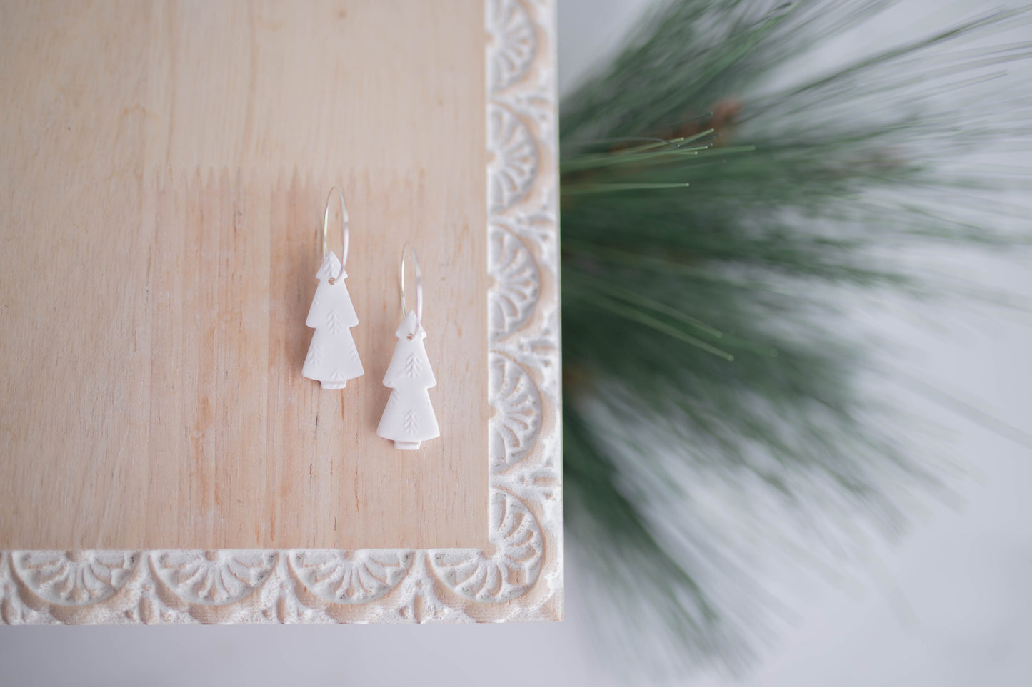 Clay Earring | Mini Tree Hoops | Christmas Collection