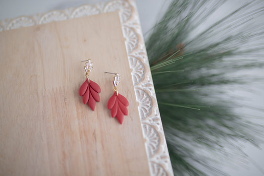 Clay Earring | Christmas Floral Dangles | Christmas Collection