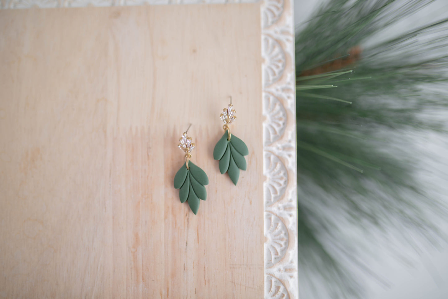Clay Earring | Christmas Floral Dangles | Christmas Collection
