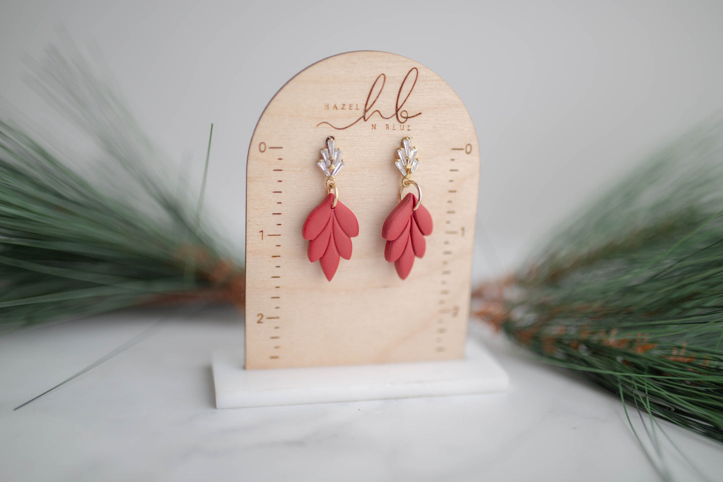 Clay Earring | Christmas Floral Dangles | Christmas Collection