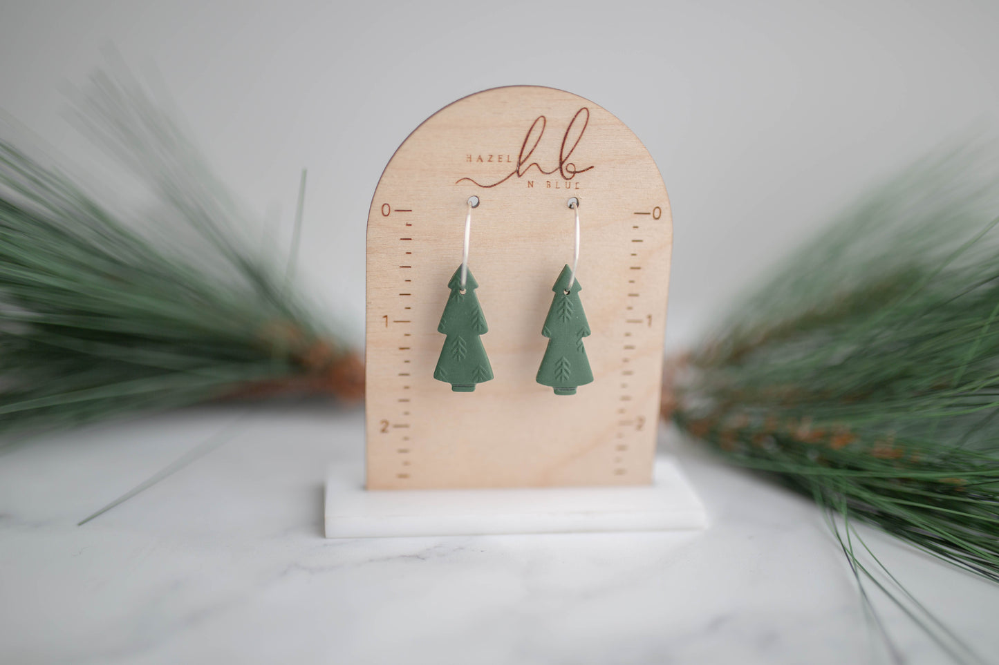 Clay Earring | Mini Tree Hoops | Christmas Collection
