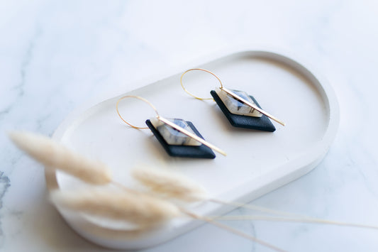 Clay earring | tortoise shell + black hoops