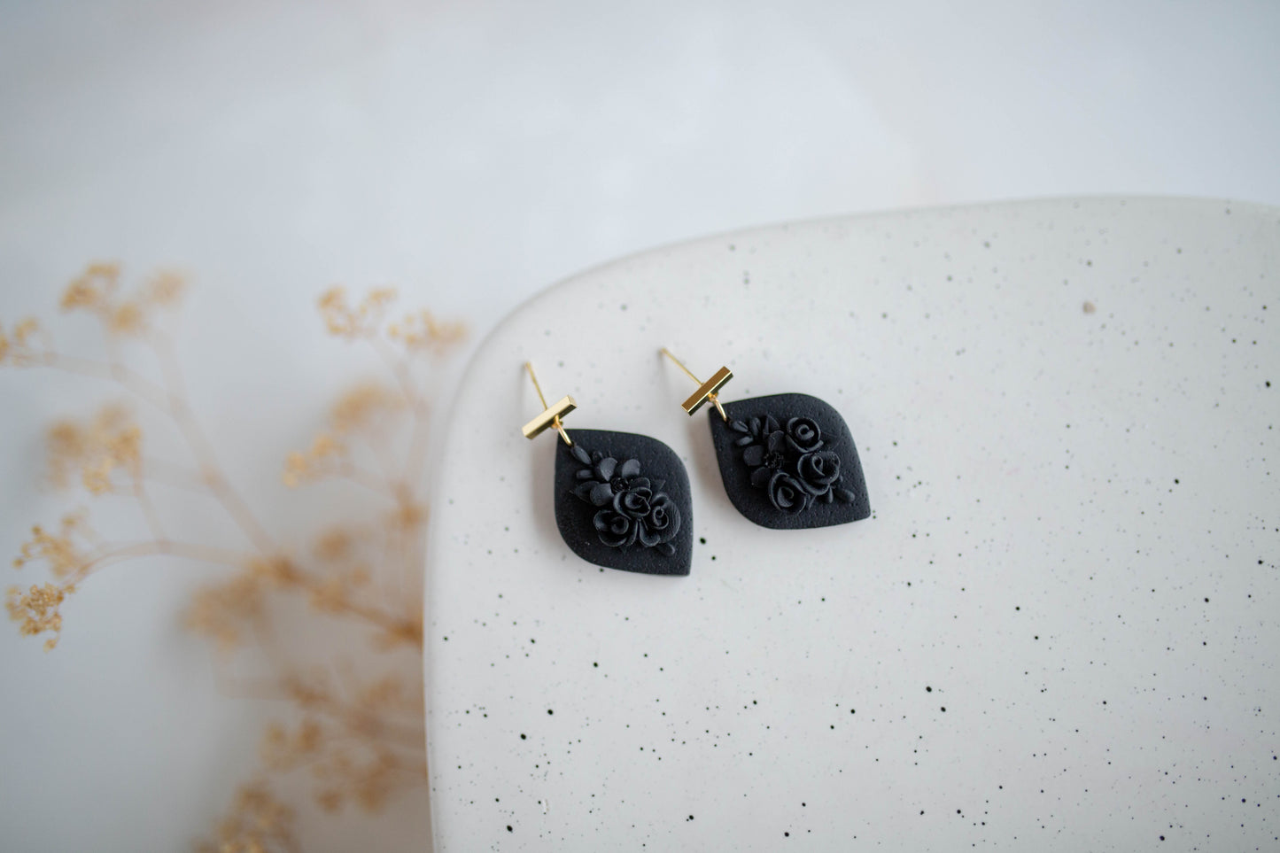 Clay earring | Monochrome Floral Drops | Valentines Collection