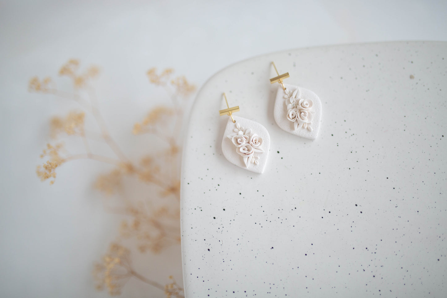 Clay earring | Monochrome Floral Drops | Valentines Collection