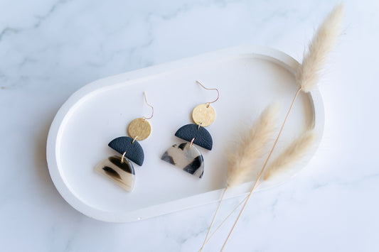 Clay earring | black + tortoise shell dangles