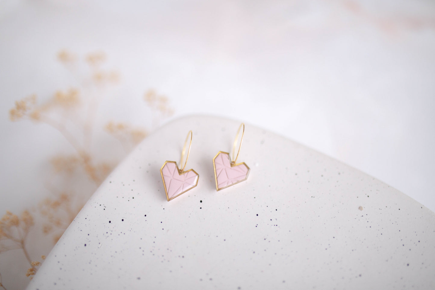 Clay earring | Geometric Heart Hoops | Valentines Collection