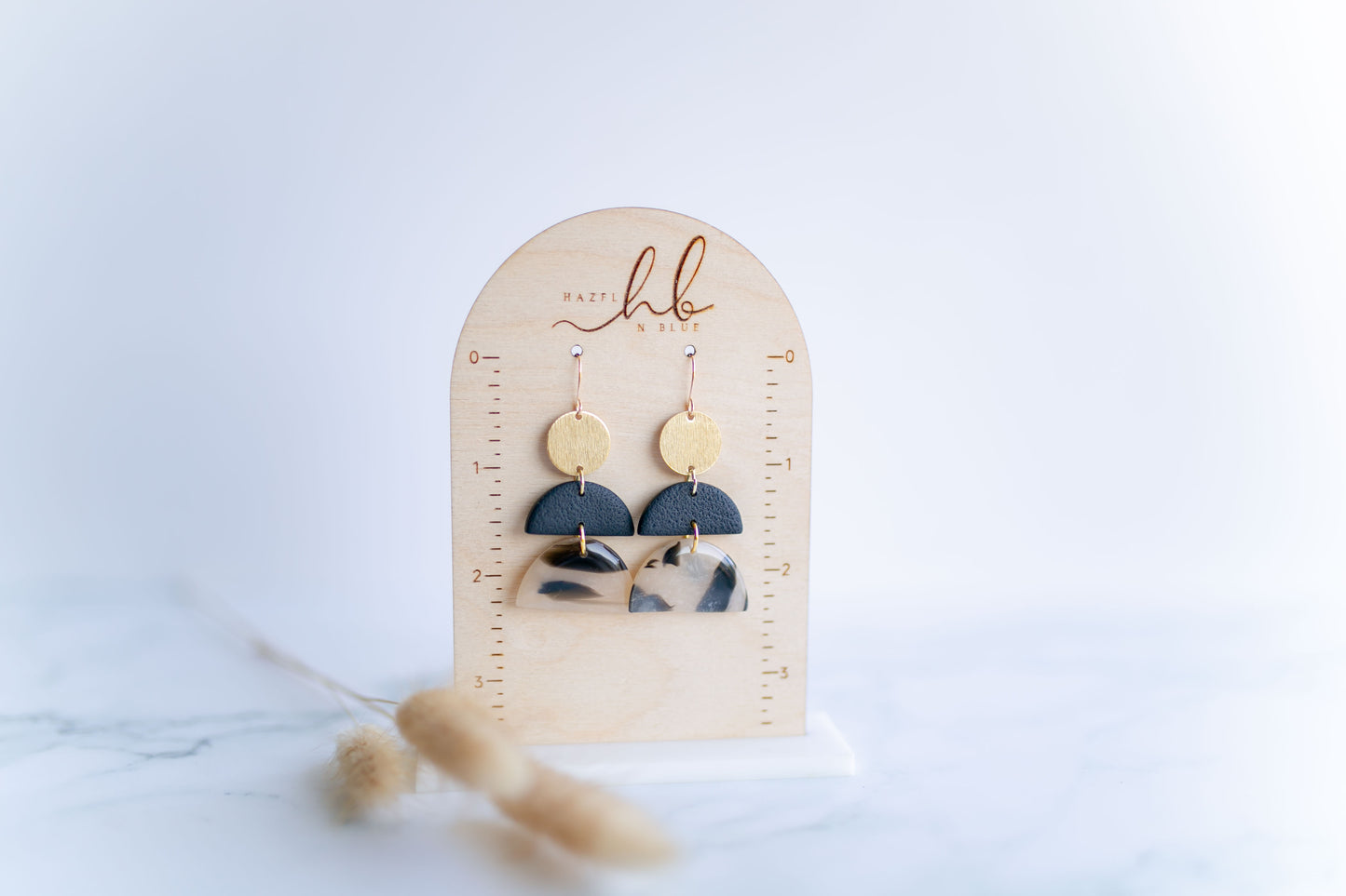 Clay earring | black + tortoise shell dangles