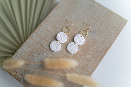 Clay earring | White Mini Sand Dollars | Beach Collection