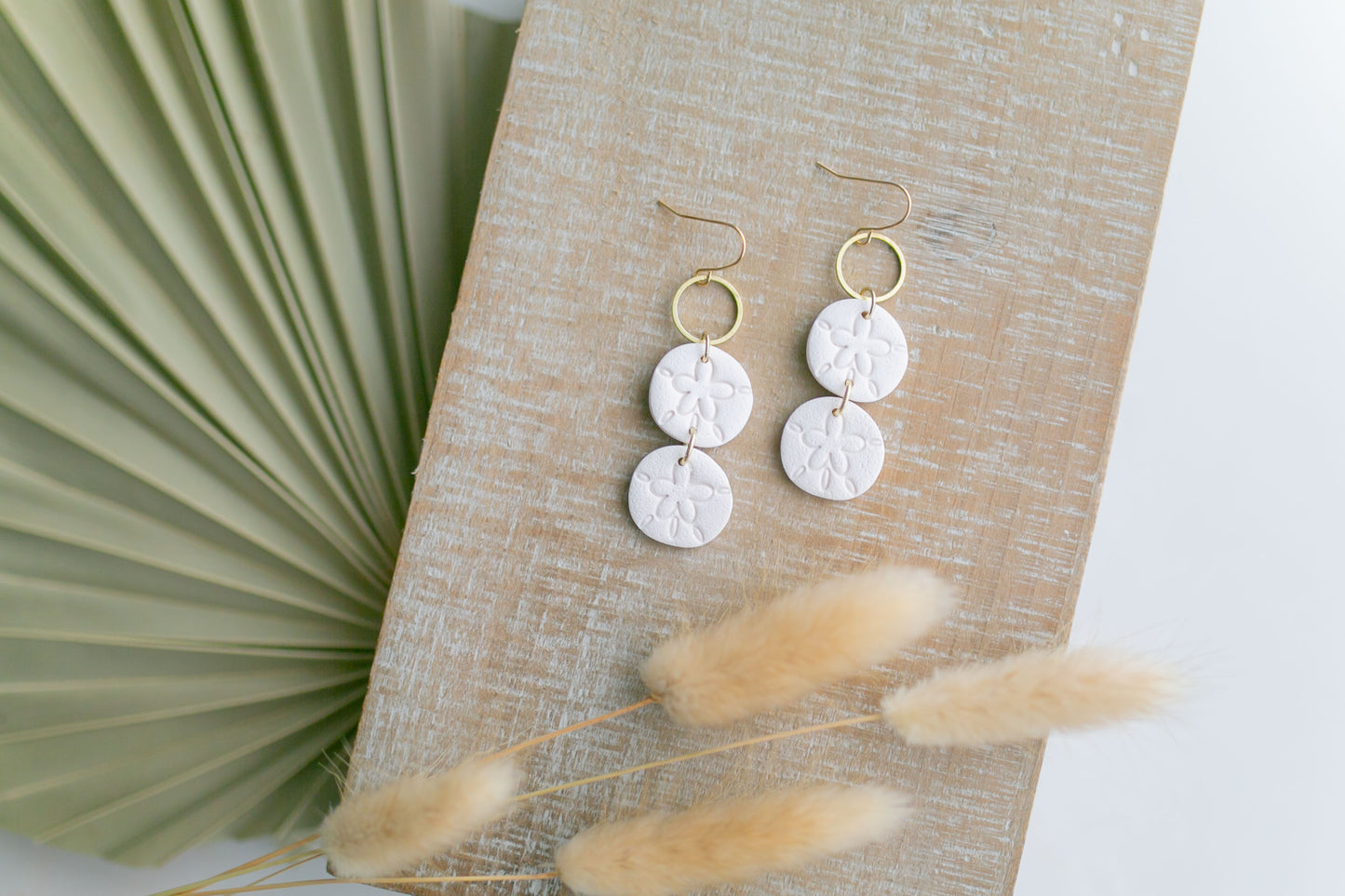 Clay earring | White Mini Sand Dollars | Beach Collection