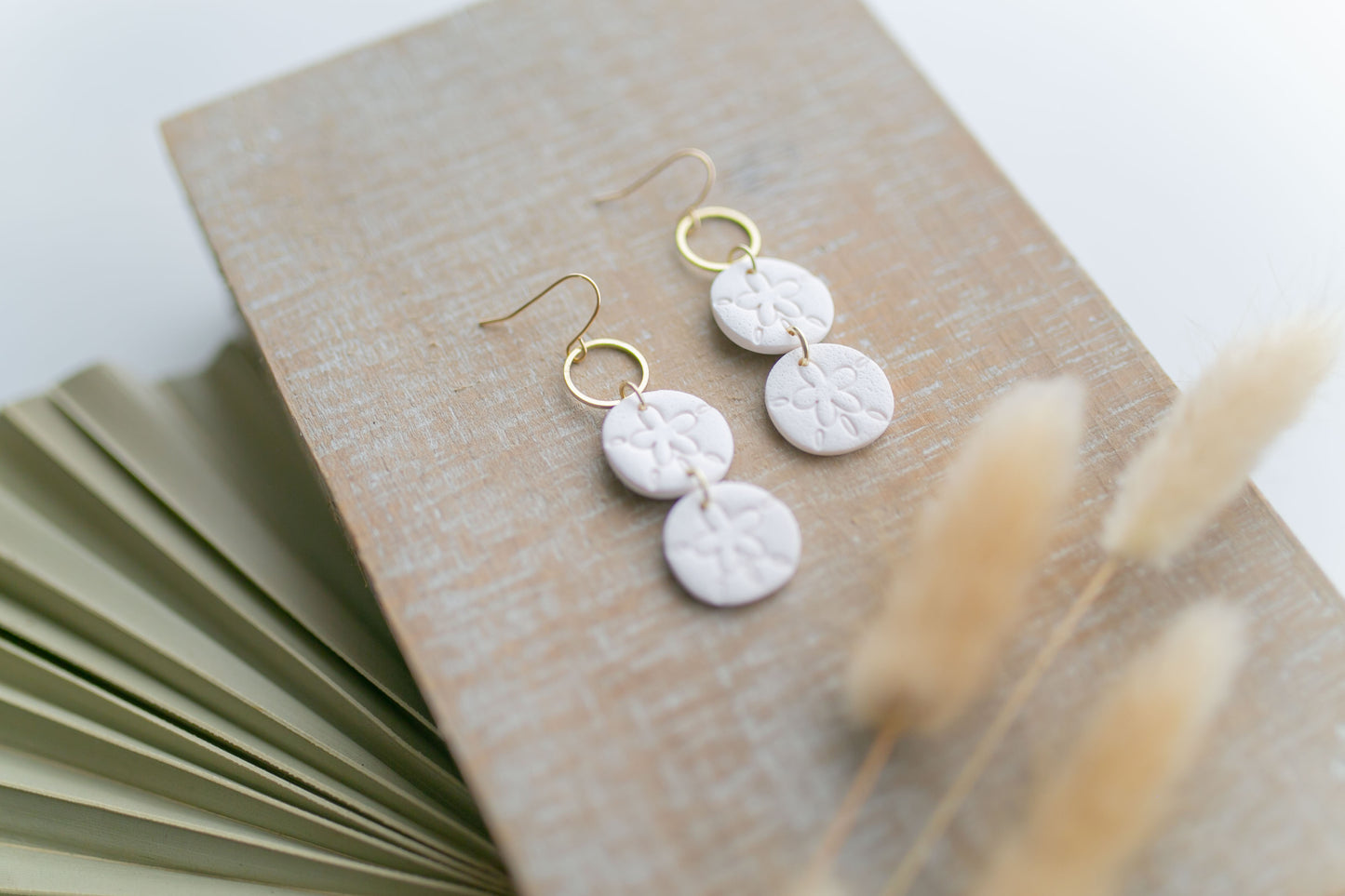 Clay earring | White Mini Sand Dollars | Beach Collection