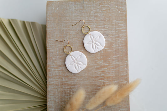 Clay earring | White Sand Dollars | Beach Collection