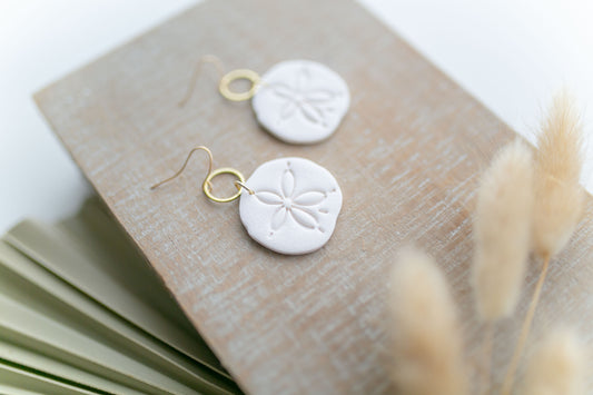 Clay earring | White Sand Dollars | Beach Collection