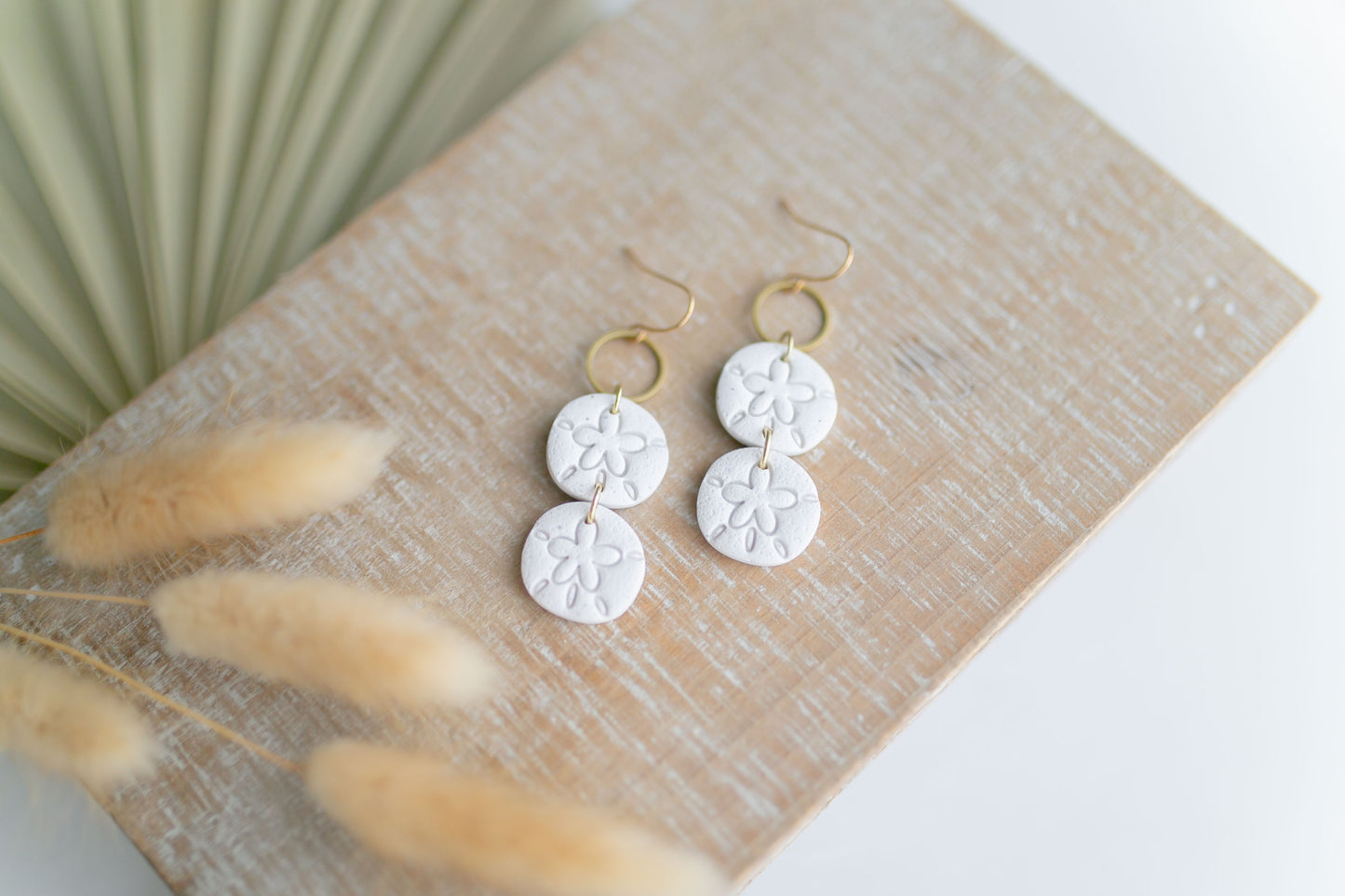 Clay earring | Cream Mini Sand Dollars | Beach Collection