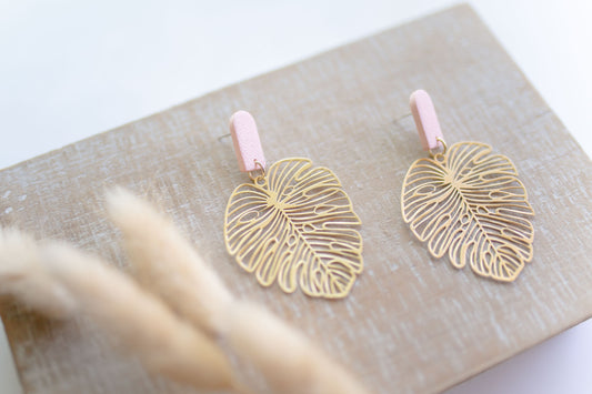 Clay earring | Peach Beachy Leaves | Beach Collection