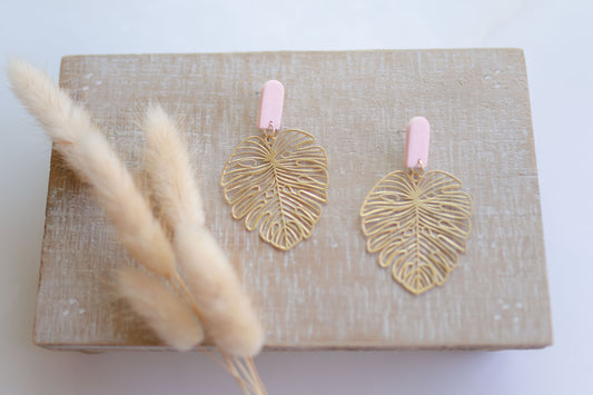 Clay earring | Peach Beachy Leaves | Beach Collection