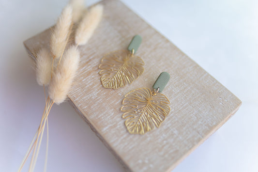 Clay earring | Sage Beachy Leaves | Beach Collection