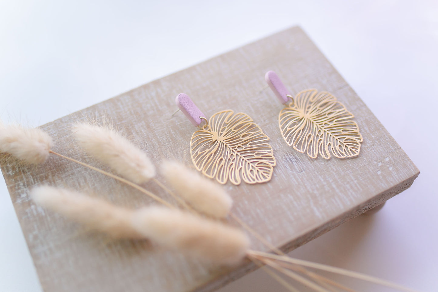 Clay earring | Mauve Beachy Leaves | Beach Collection