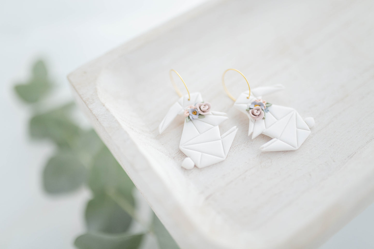 Clay earring | Garden Bunny Hoops | Garden Collection