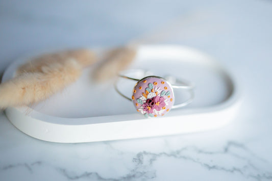 Clay bracelet | pink floral