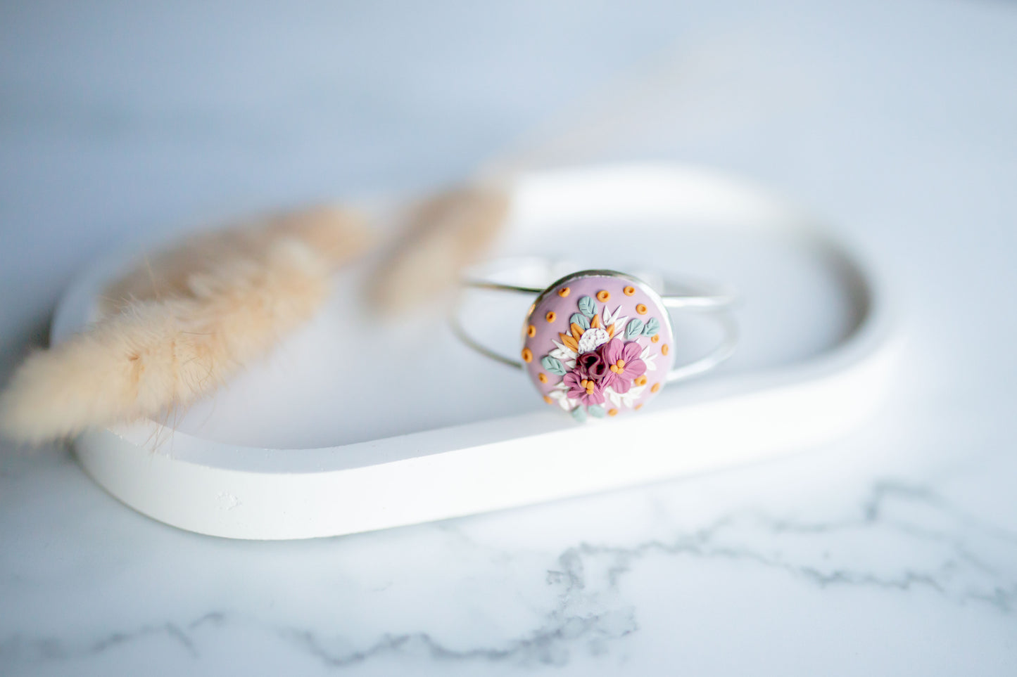 Clay bracelet | pink floral