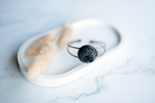Clay bracelet | black floral