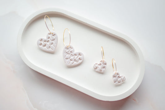 Clay earring | mommy +me white hearts set | pink collection