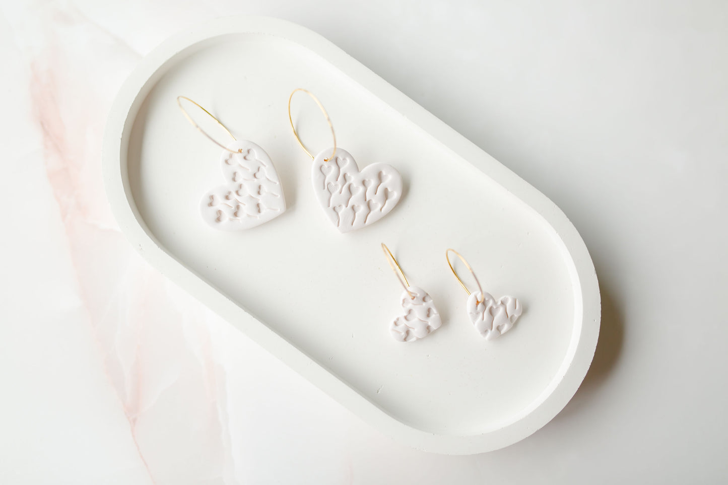 Clay earring | mommy +me white hearts set | pink collection
