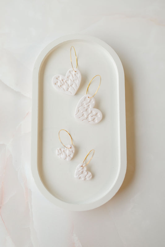 Clay earring | mommy +me white hearts set | pink collection